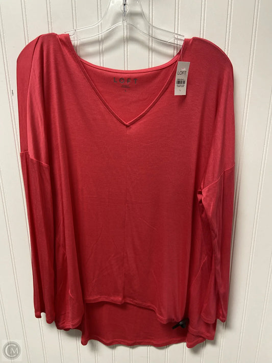 Top Long Sleeve Basic By Loft In Pink, Size: L