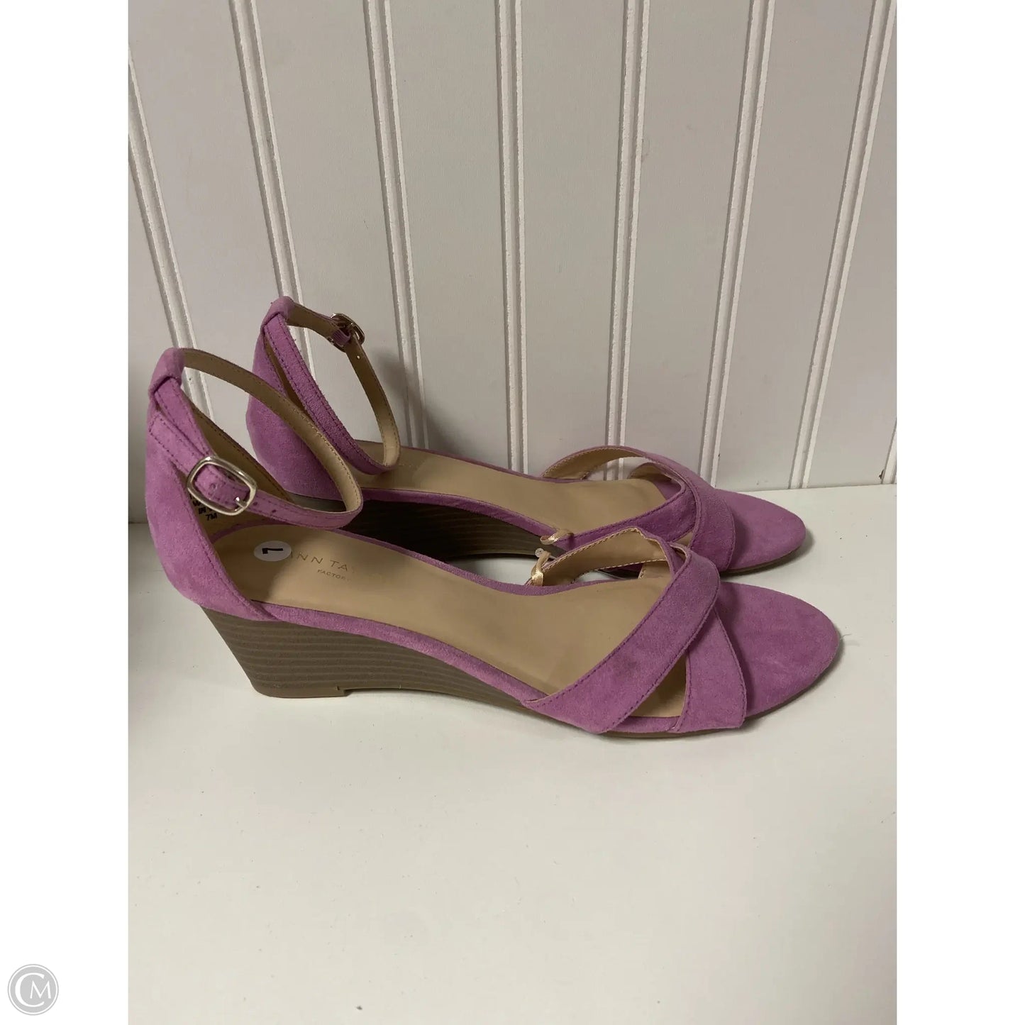 Sandals Heels Wedge By Ann Taylor In Purple, Size: 7