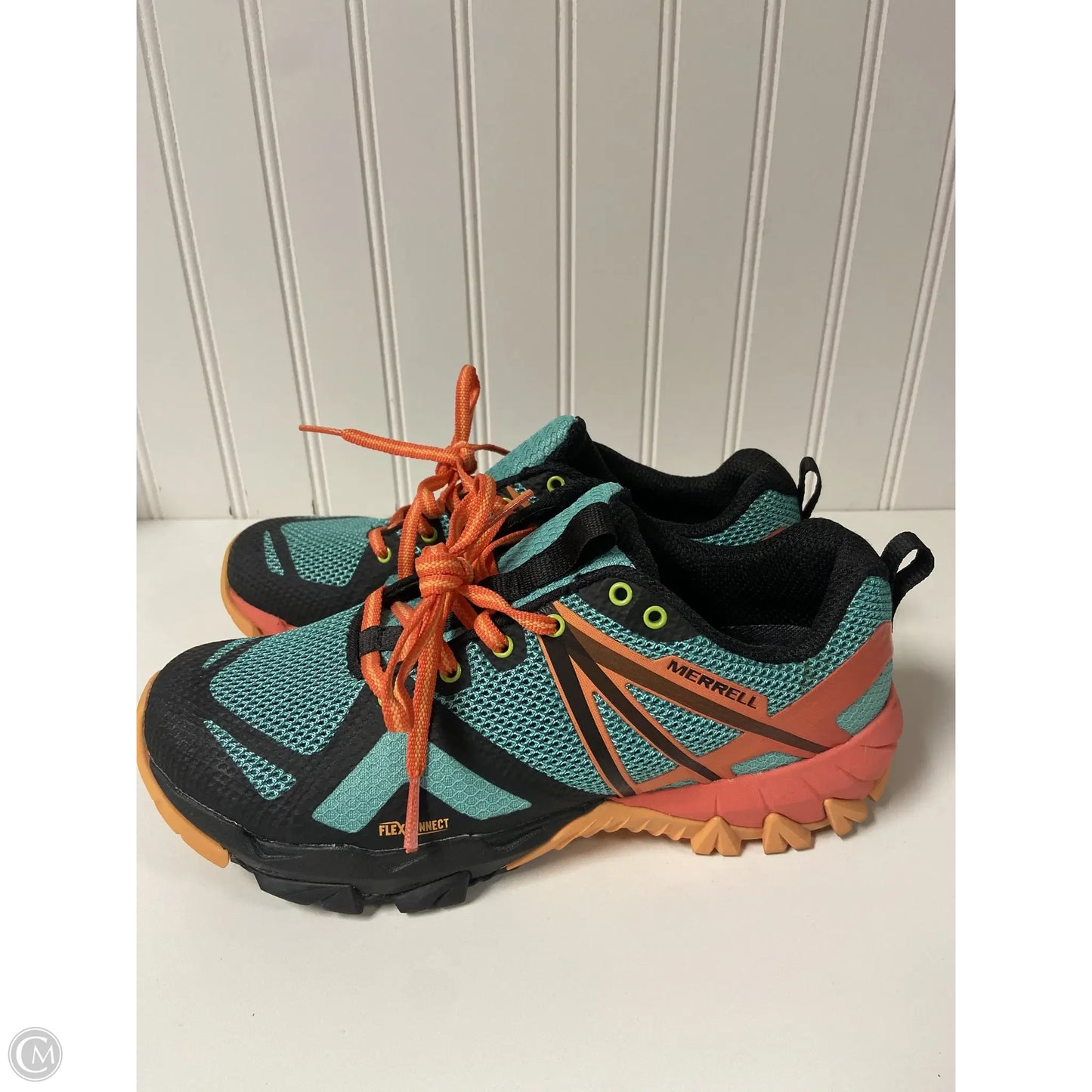 Shoes Athletic By Merrell In Green & Orange, Size: 7.5