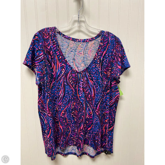 Top Short Sleeve Designer By Lilly Pulitzer In Blue & Purple, Size: L