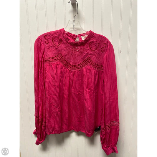 Top Long Sleeve By Anthropologie In Pink, Size: M