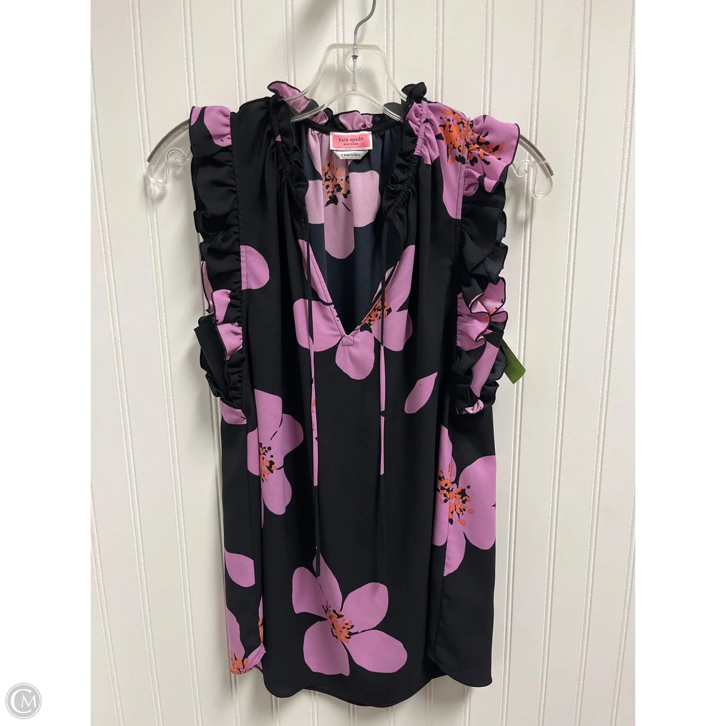 Top Sleeveless Designer By Kate Spade In Black & Purple, Size: S