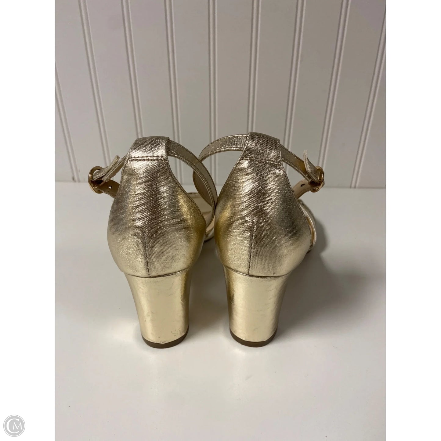 Sandals Heels Block By Tommy Hilfiger In Gold, Size: 8