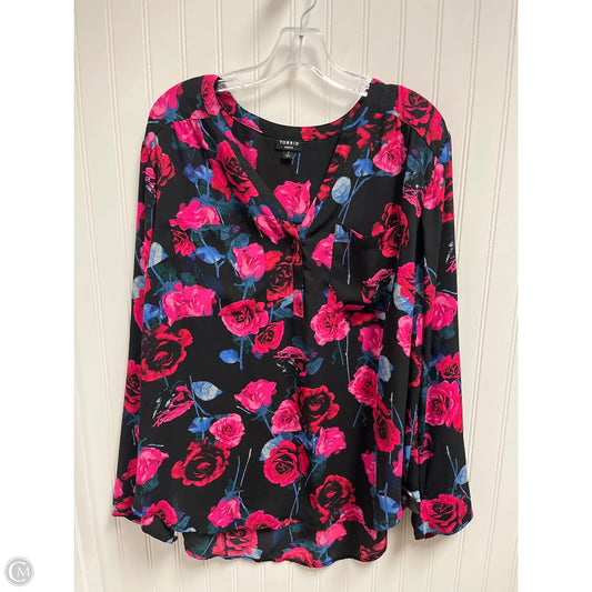 Top Long Sleeve By Torrid In Black & Pink, Size: 2x