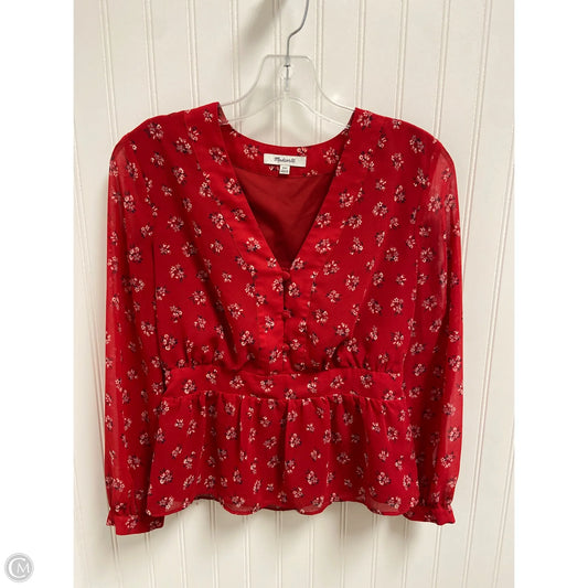 Top Long Sleeve By Madewell In Red, Size: Xxs