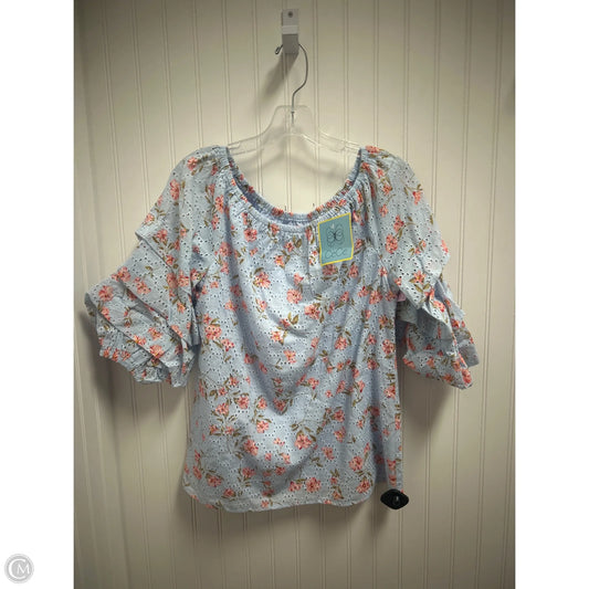 Top Short Sleeve By Cece In Blue, Size: M