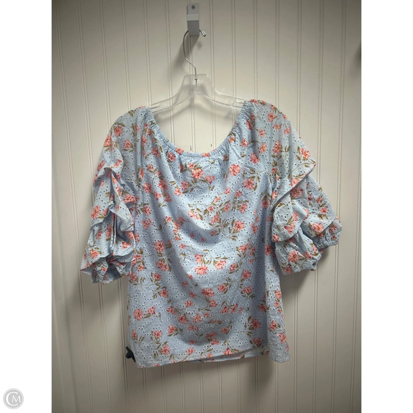 Top Short Sleeve By Cece In Blue, Size: M