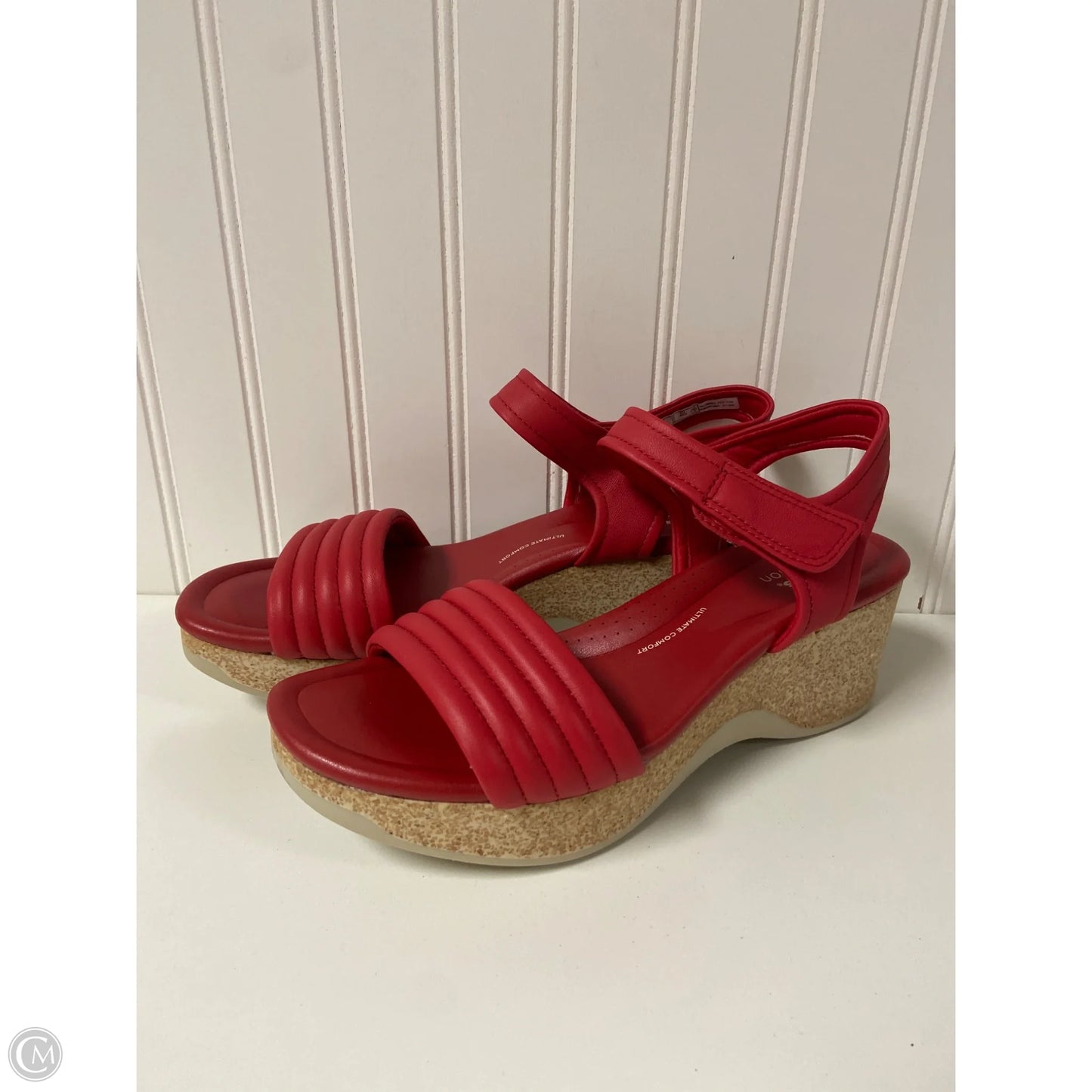 Sandals Heels Wedge By Clarks In Red, Size: 10