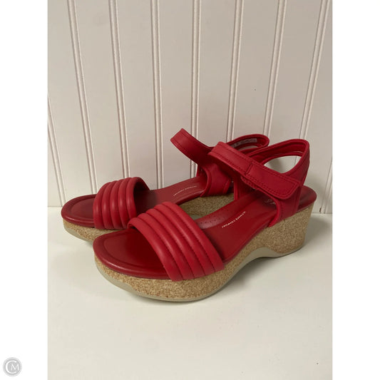 Sandals Heels Wedge By Clarks In Red, Size: 10