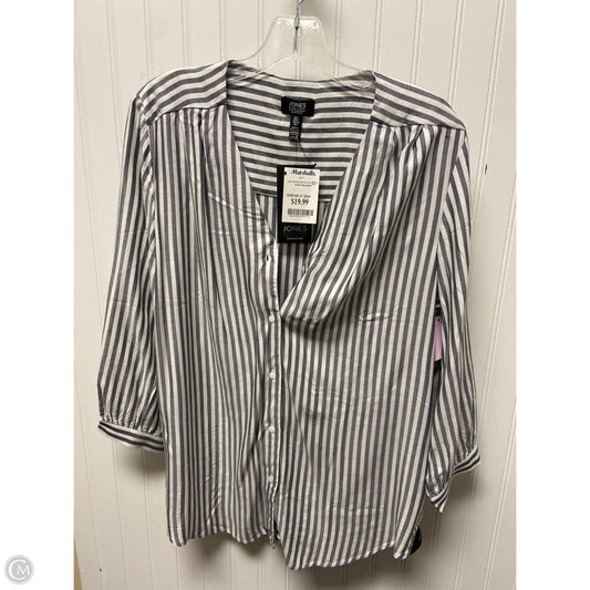 Top Long Sleeve By Jones New York In Grey & White, Size: L