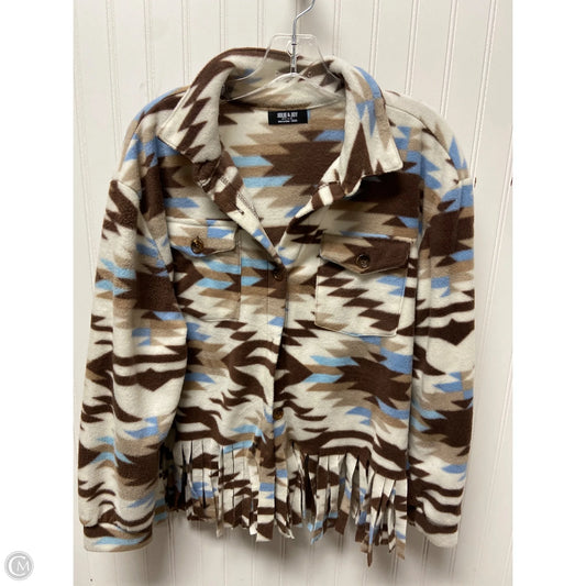 Jacket Fleece By Jolie & Joy In Brown & White, Size: L