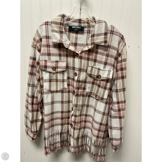 Jacket Fleece By Clothes Mentor In Pink & White, Size: L