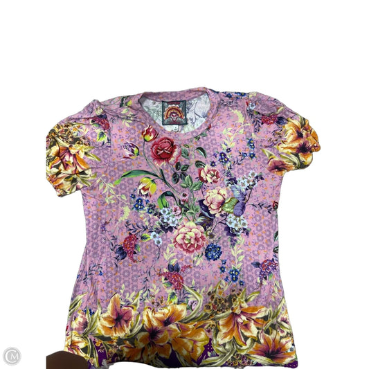 Top Short Sleeve Designer By Johnny Was In Purple, Size: M