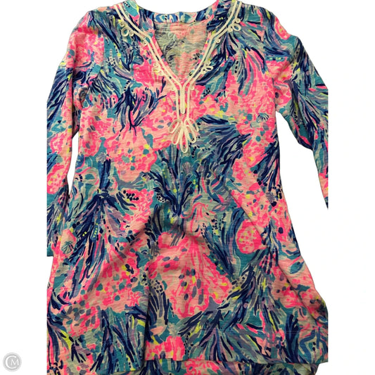 Top Long Sleeve Designer By Lilly Pulitzer In Blue & Pink, Size: S