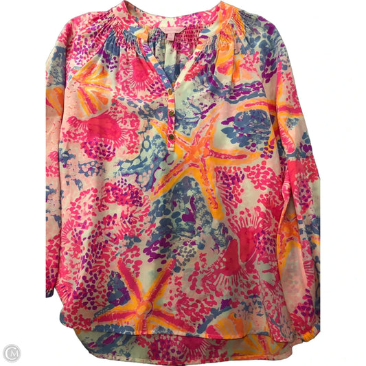 Top Long Sleeve Designer By Lilly Pulitzer In Pink, Size: S