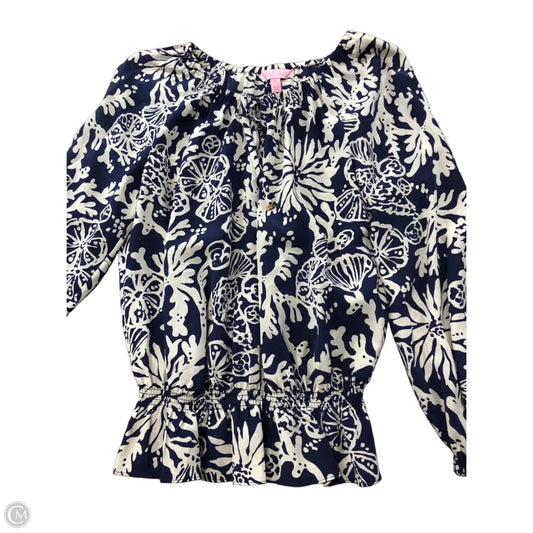 Top Long Sleeve Designer By Lilly Pulitzer In Blue, Size: S