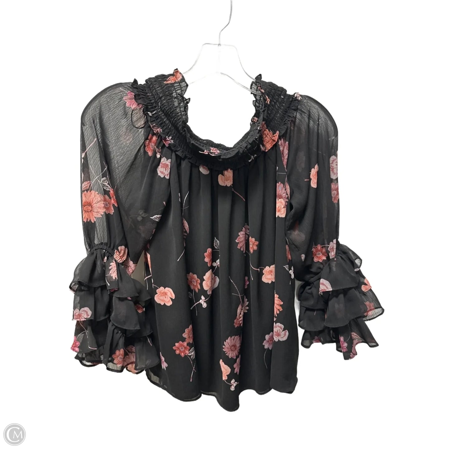 Top Long Sleeve By Cece In Black, Size: S