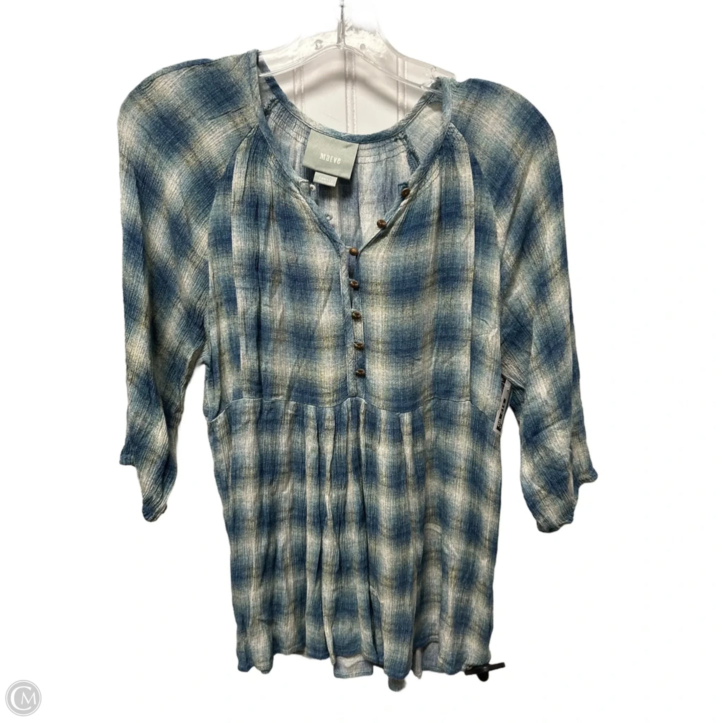Top Long Sleeve By Magaschoni In Blue, Size: Xs