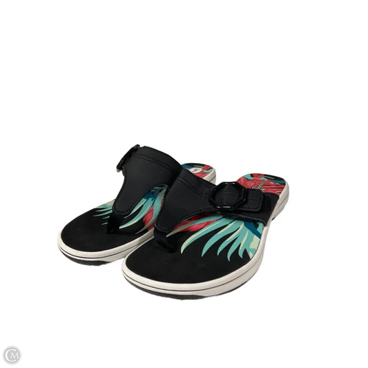 Sandals Flip Flops By Clarks In Floral Print, Size: 7