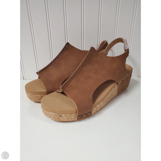 Sandals Heels Wedge By Clothes Mentor In Brown, Size: 11