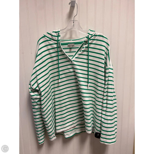Sweatshirt Hoodie By Talbots In Green & White, Size: Xl