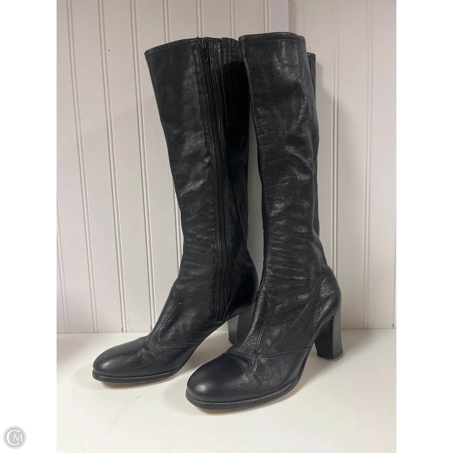 Boots Knee Heels By Clothes Mentor In Black, Size: 8.5