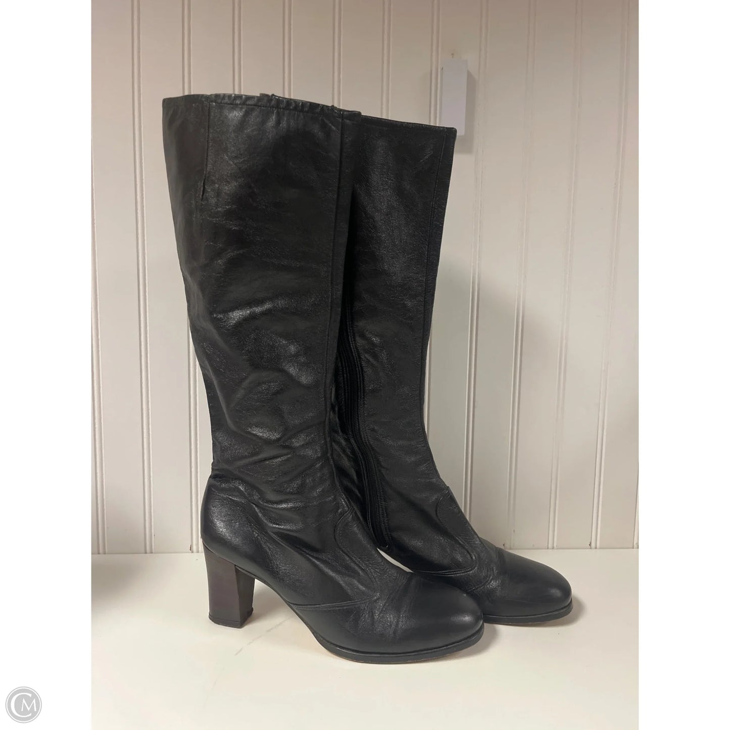Boots Knee Heels By Clothes Mentor In Black, Size: 8.5