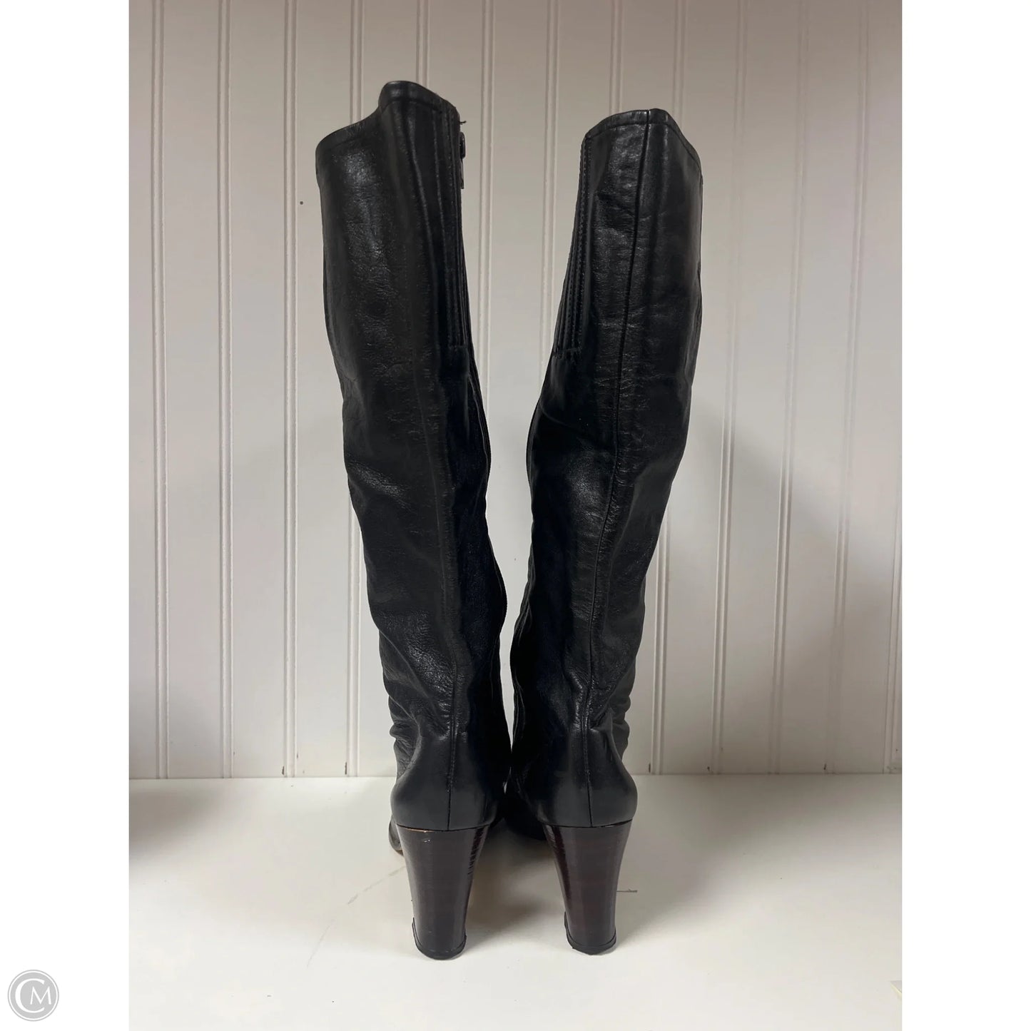 Boots Knee Heels By Clothes Mentor In Black, Size: 8.5