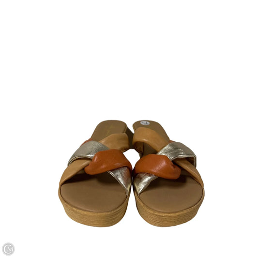 Sandals Heels Block By Clothes Mentor In Brown, Size: 7.5