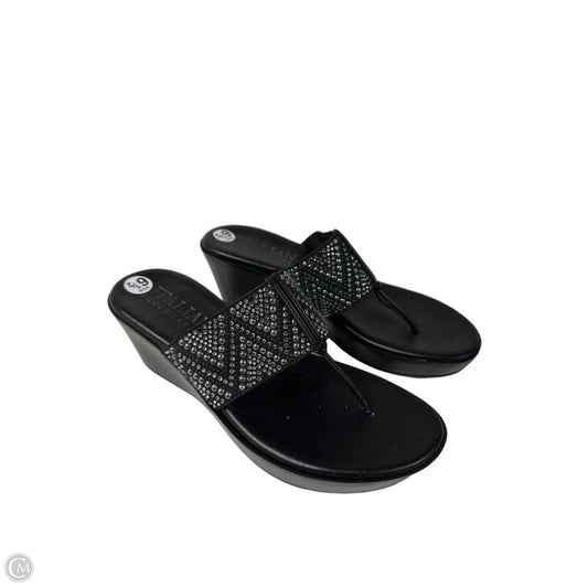 Sandals Heels Block By Italian Shoemakers In Black, Size: 6.5