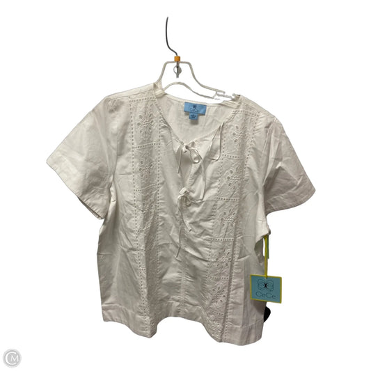 Top Short Sleeve By Cece In White, Size: L