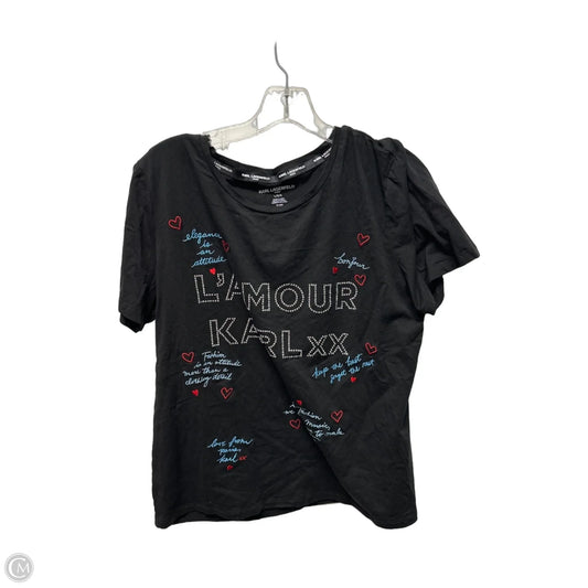 Top Short Sleeve Designer By Karl Lagerfeld In Black, Size: L
