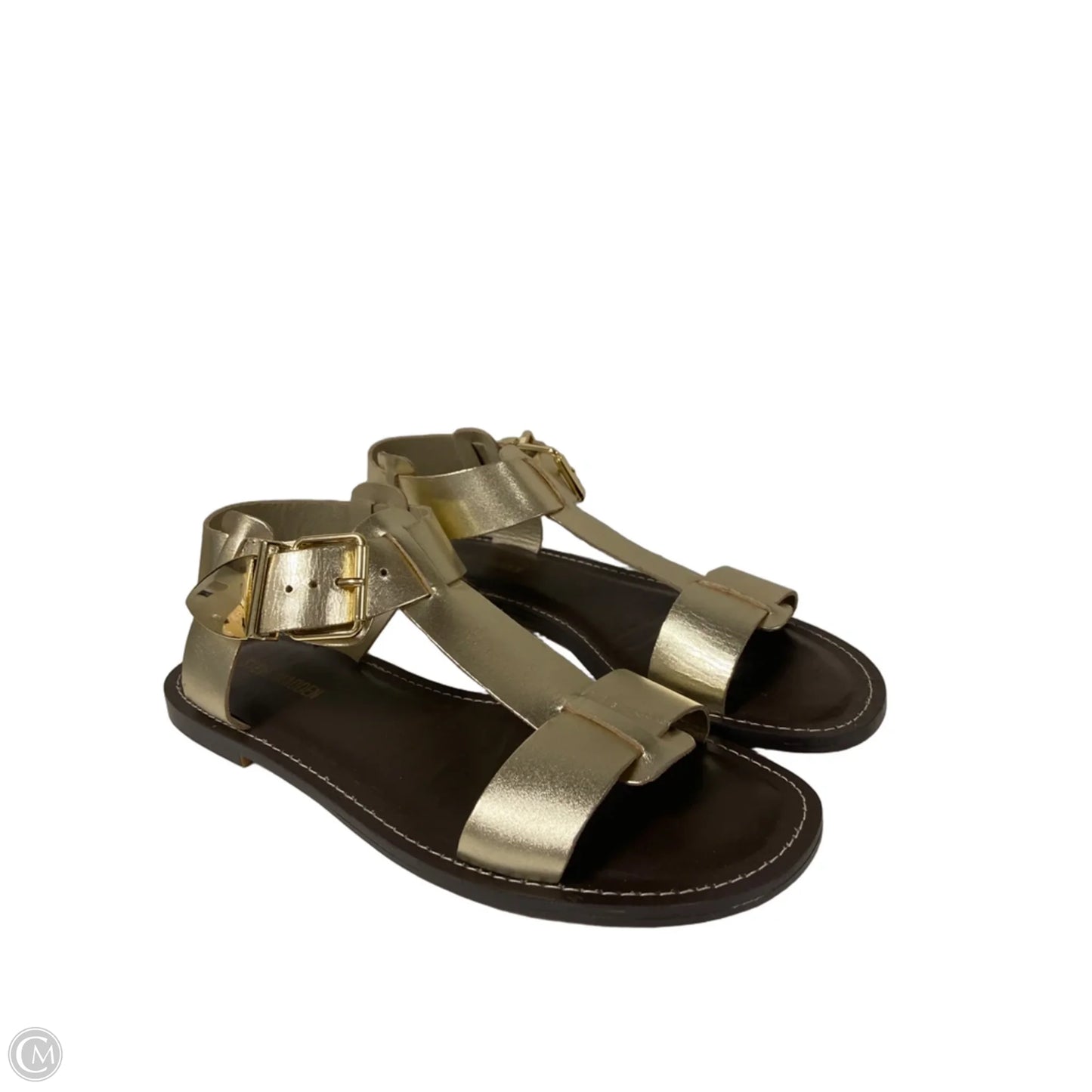 Sandals Flats By Steve Madden In Brown & Gold, Size: 7.5