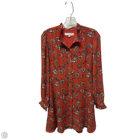 Dress Casual Midi By Loft In Orange, Size: Xs
