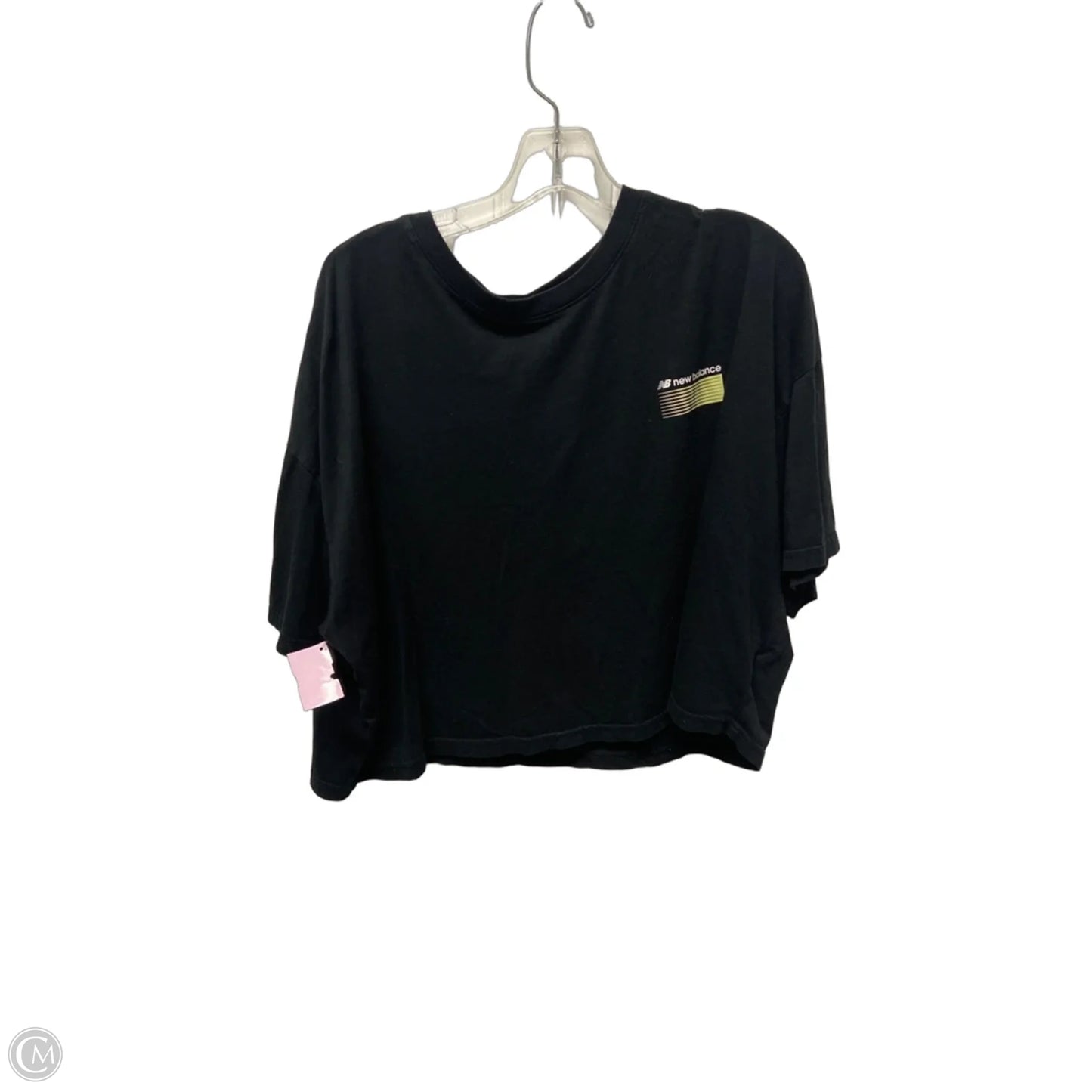 Athletic Top Short Sleeve By New Balance In Black, Size: L