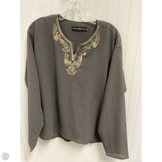 Top Long Sleeve By Clothes Mentor In Grey, Size: Xxl