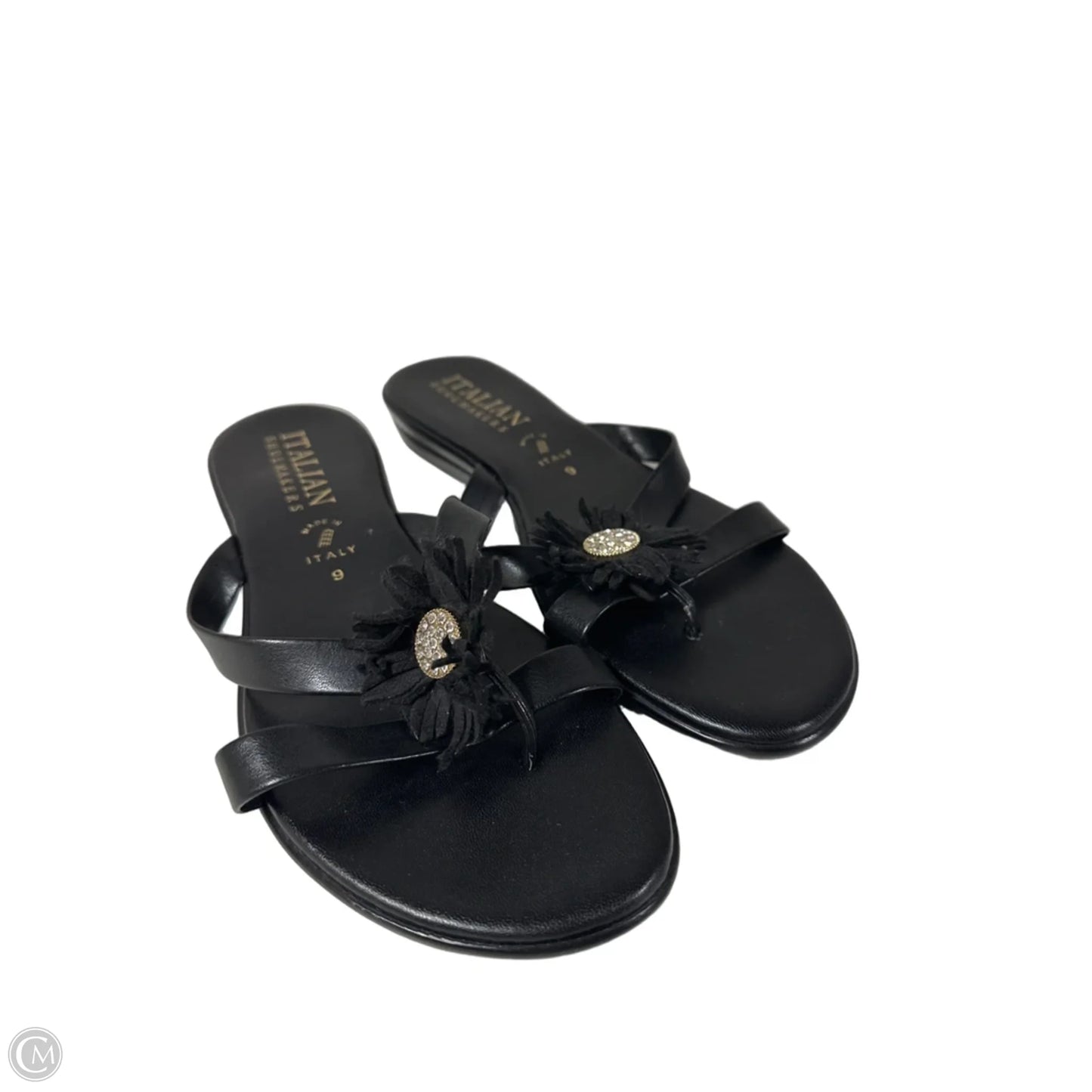 Sandals Heels Block By Italian Shoemakers In Black, Size: 9