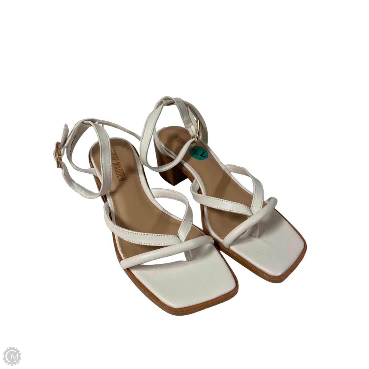 Sandals Heels Block By Steve Madden In White, Size: 7.5