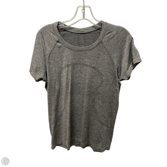 Athletic Top Short Sleeve By Lululemon In Grey, Size: L