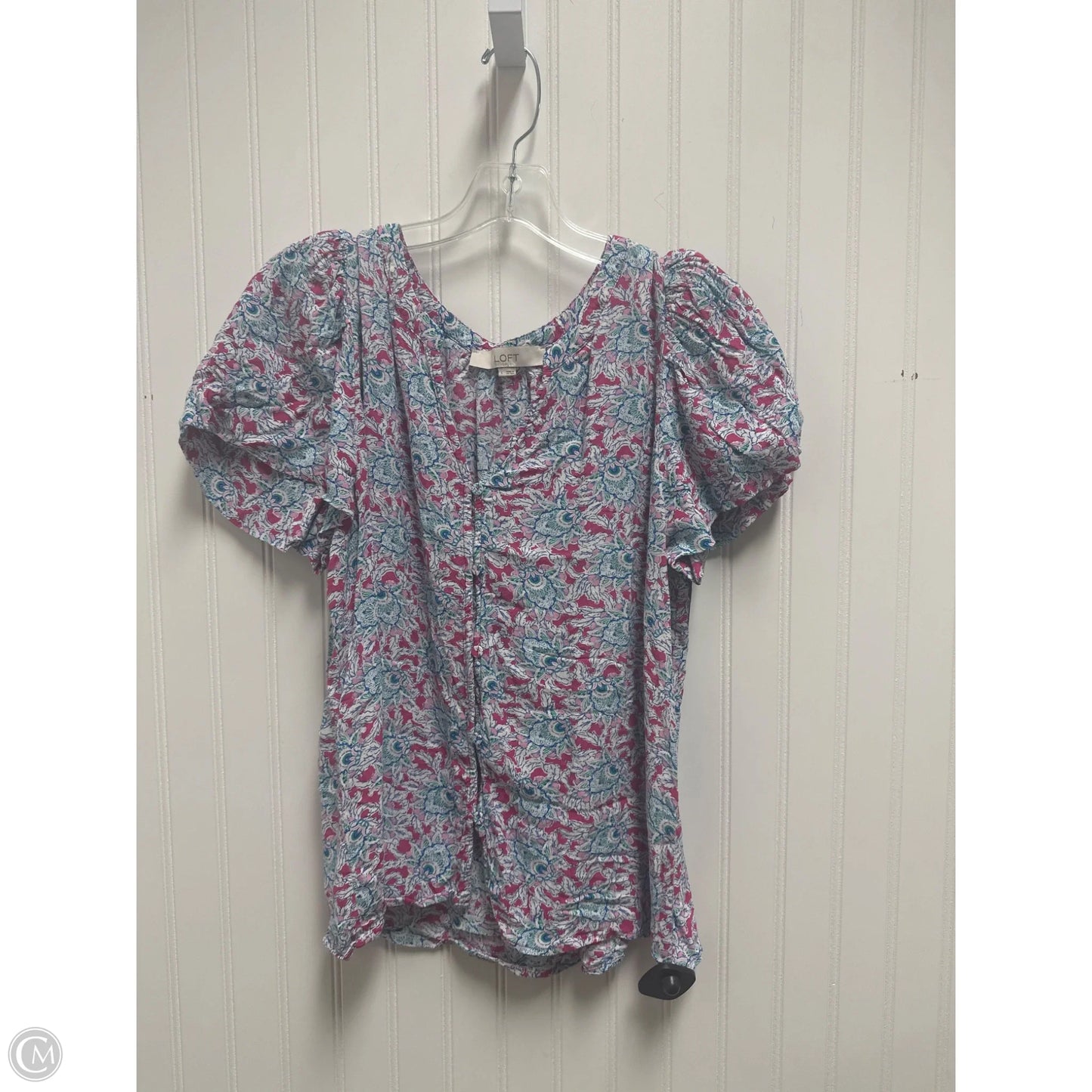 Top Short Sleeve By Loft In Multi-colored, Size: L