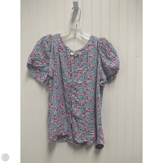 Top Short Sleeve By Loft In Multi-colored, Size: L