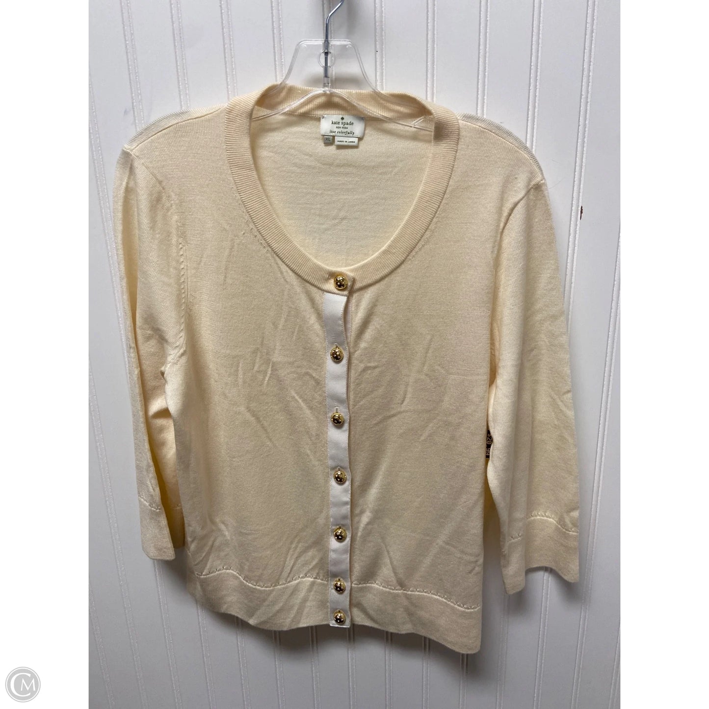 Cardigan Designer By Kate Spade In Cream, Size: Xl