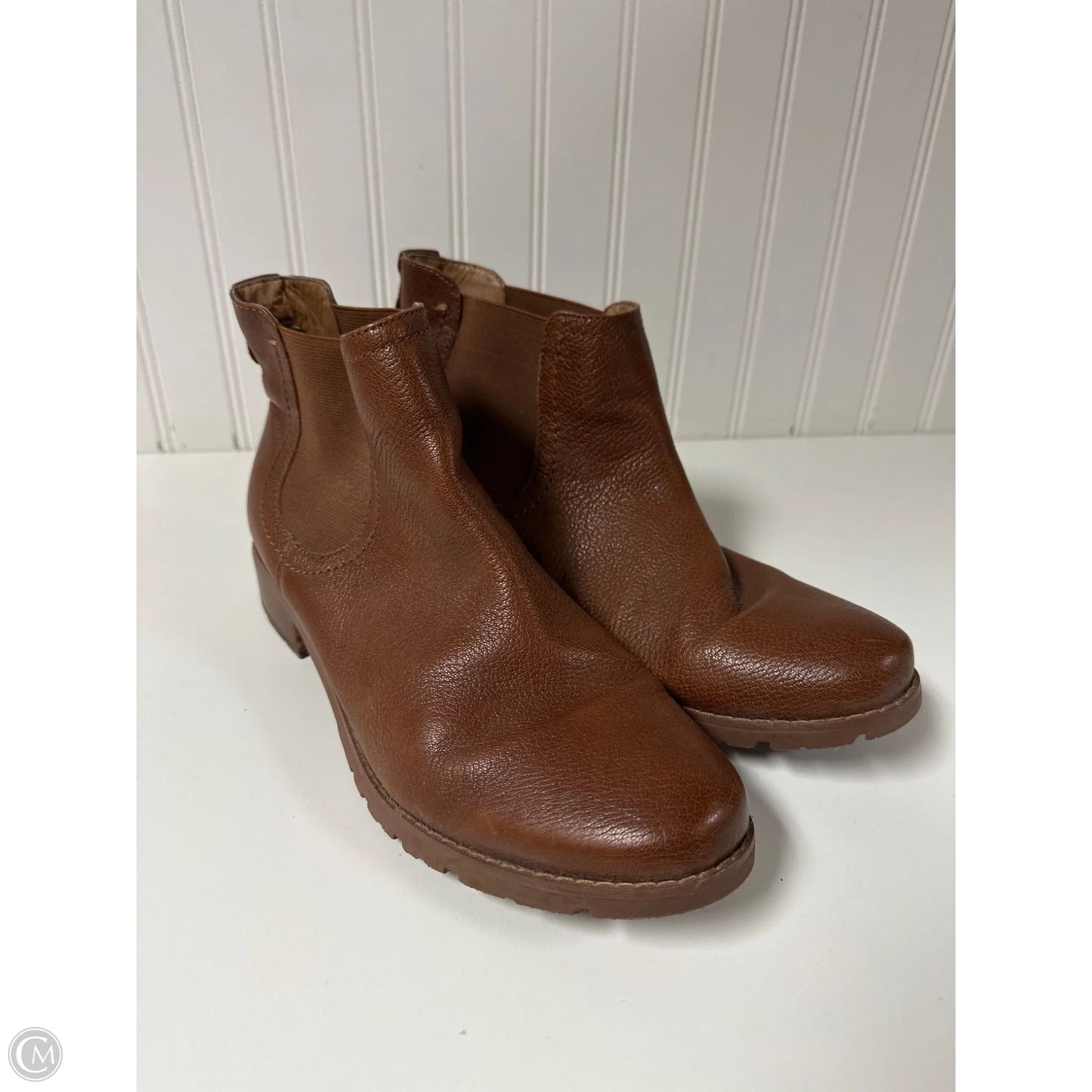 Boots Ankle Heels By Sofft In Brown, Size: 10