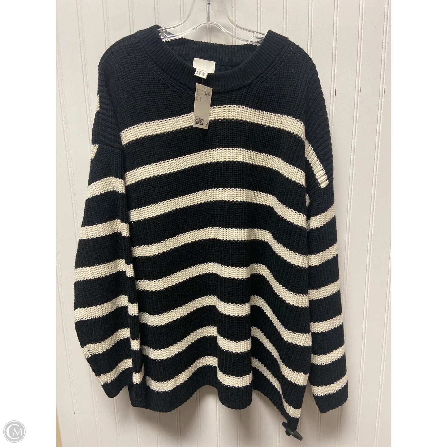 Sweater By H&m In Striped Pattern, Size: L