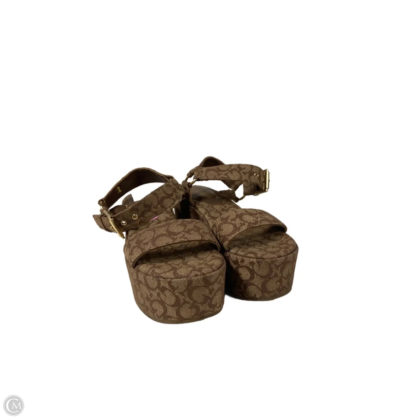 Sandals Heels Platform By Guess In Brown, Size: 5.5