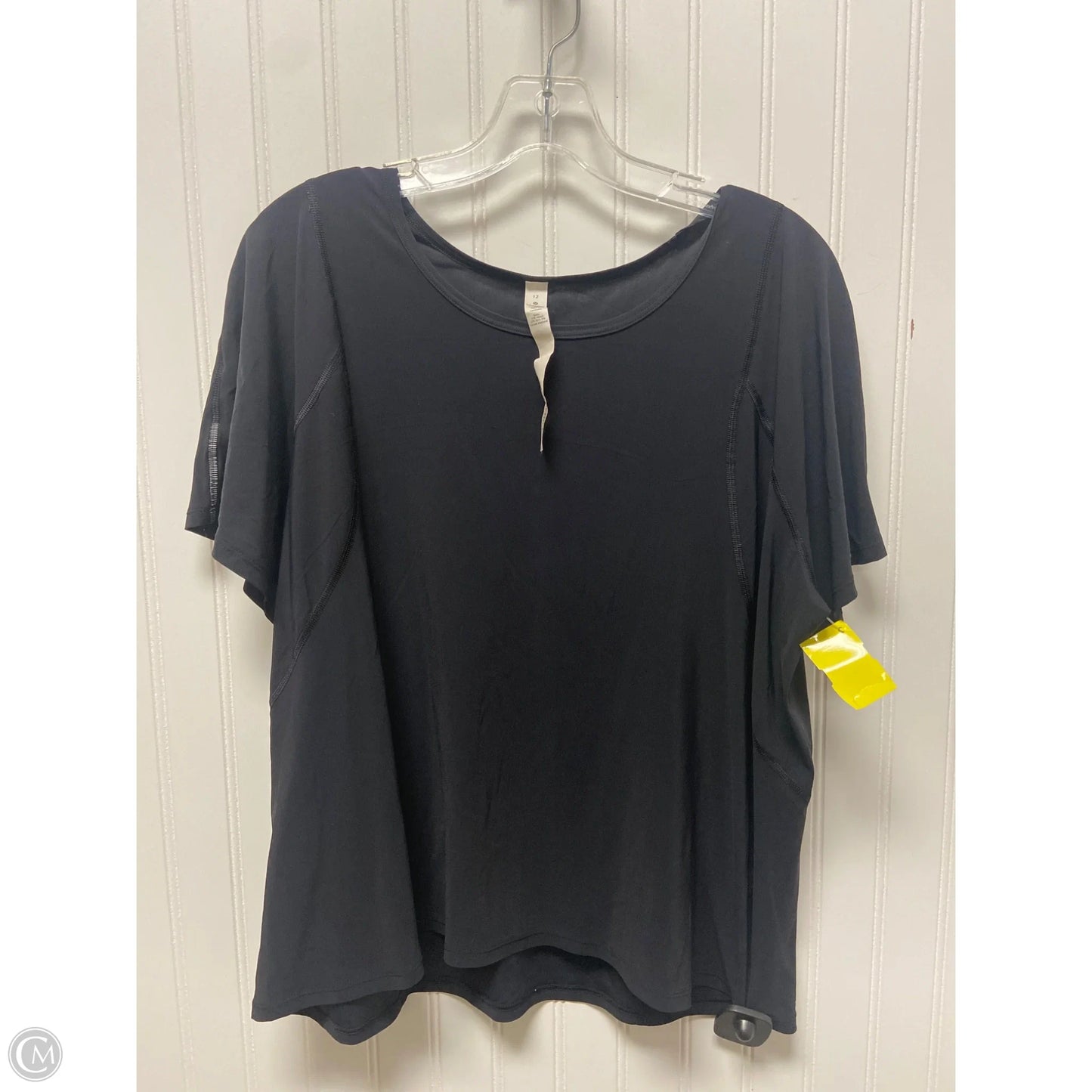 Athletic Top Short Sleeve By Lululemon In Black, Size: 12