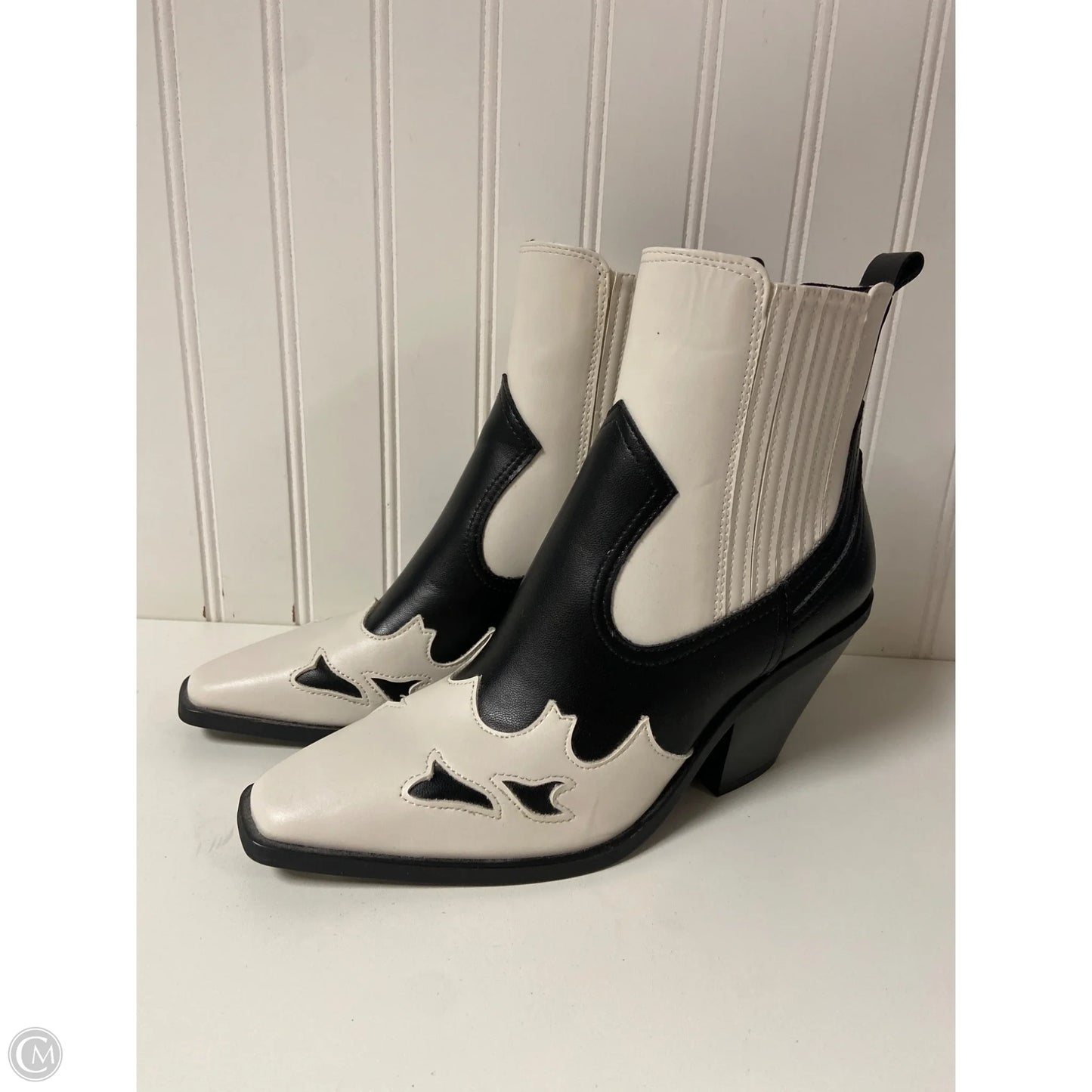 Boots Western By Scoop In Black & White, Size: 8