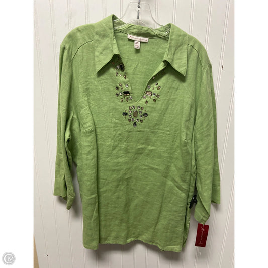 Top Long Sleeve By Jm Collections In Green, Size: Xl