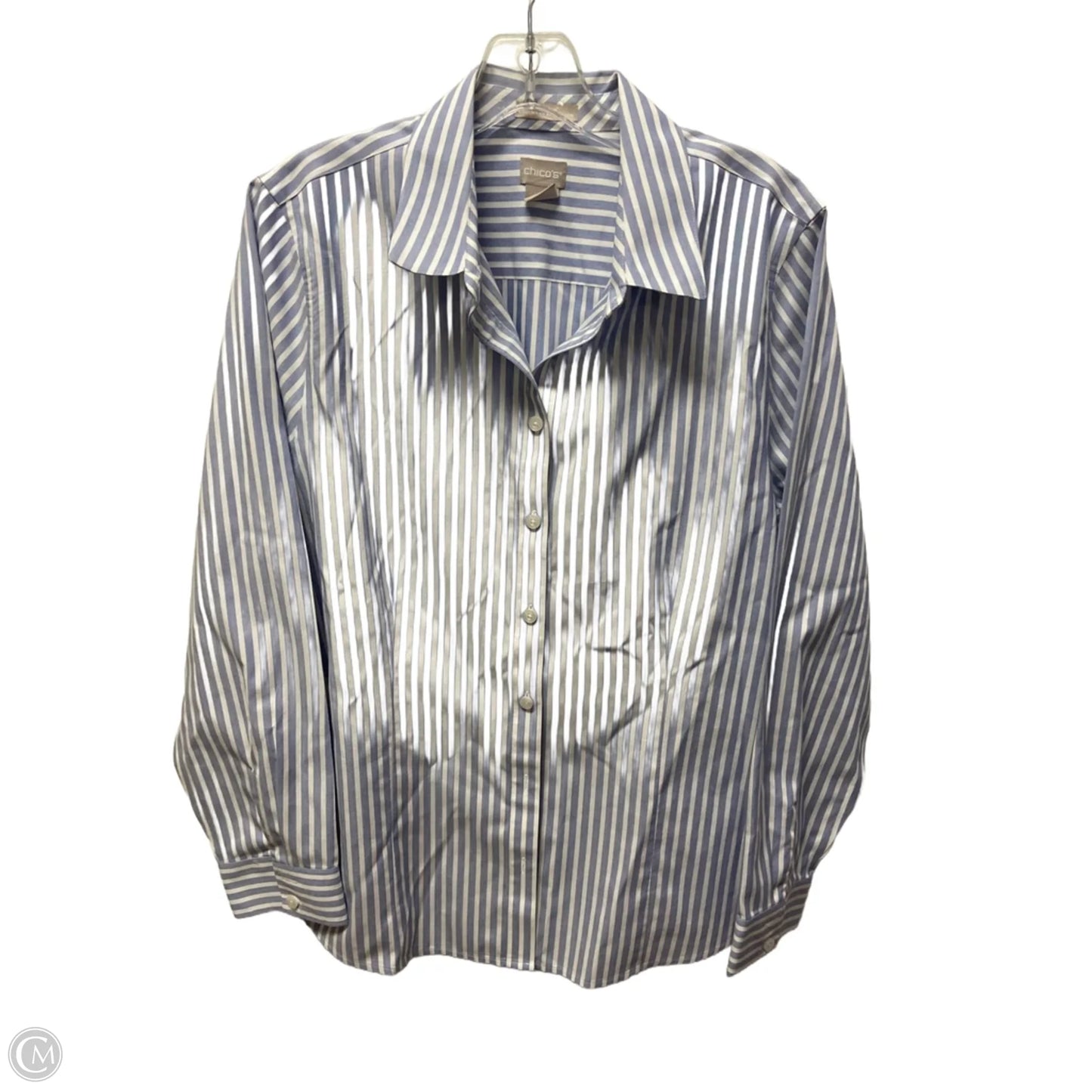 Top Long Sleeve By Chicos In Striped Pattern, Size: L