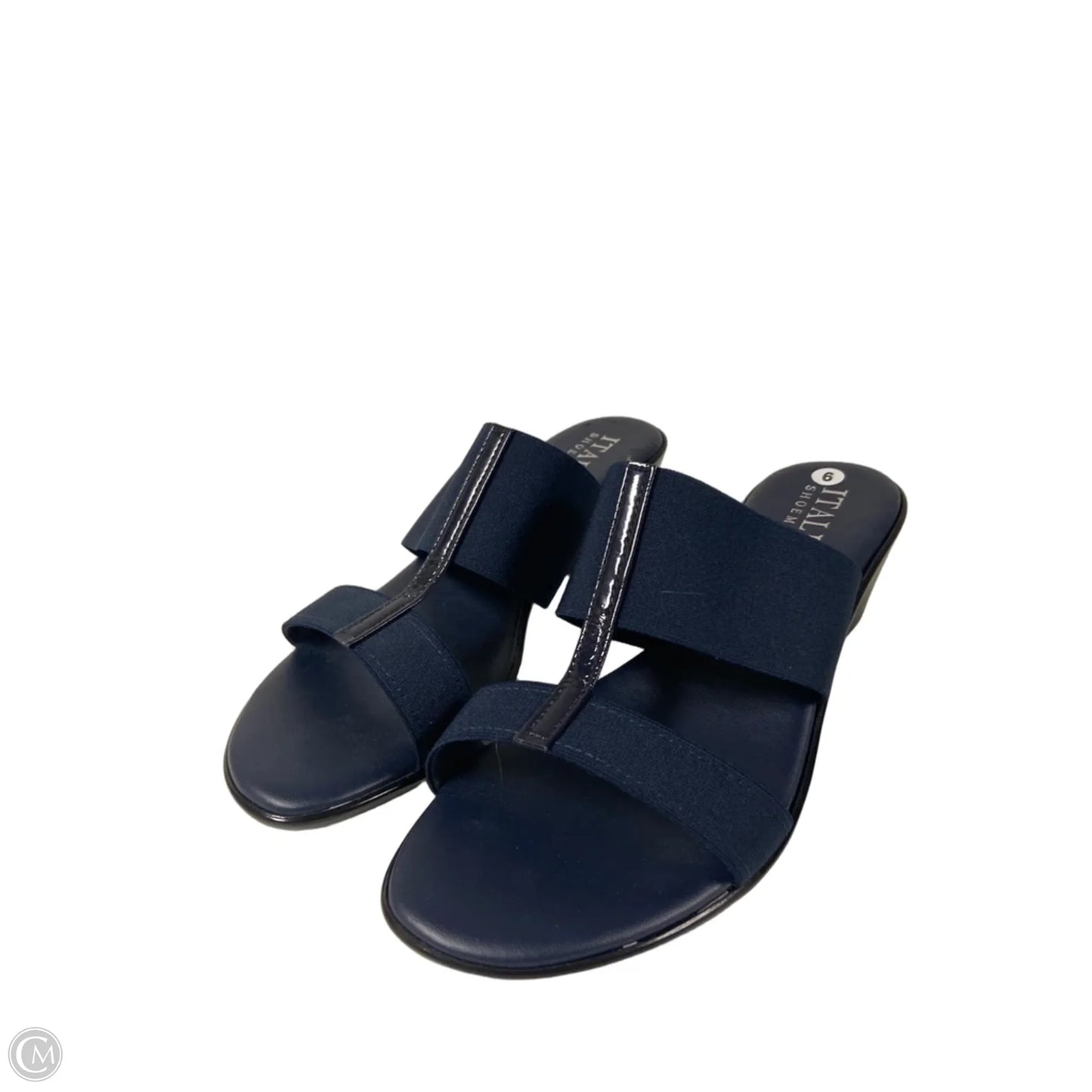 Sandals Heels Block By Italian Shoemakers In Navy, Size: 9